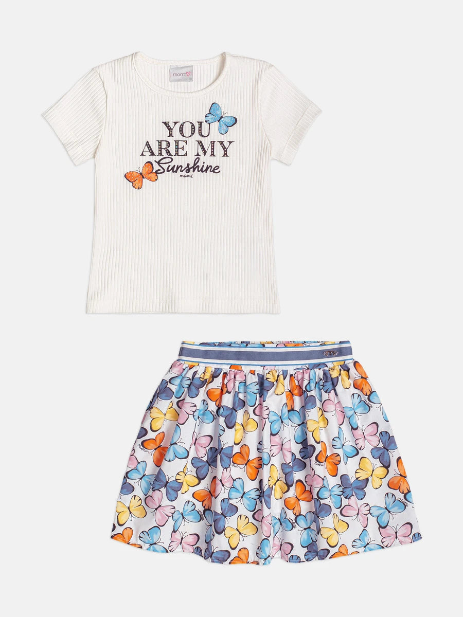 Conjunto Infantil Menina Momi com Saia e Blusa You Are My Sunshine