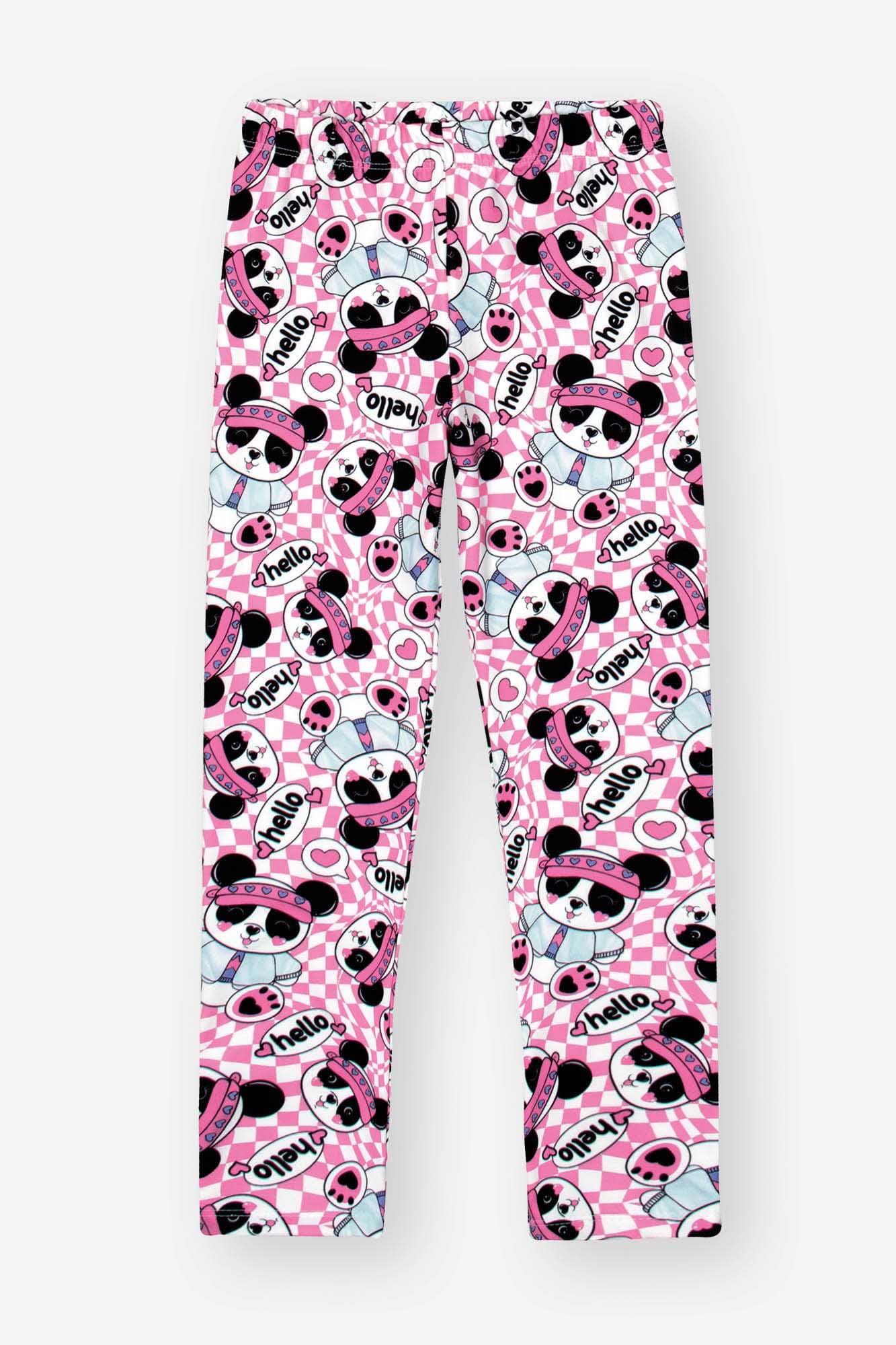 Conjunto Infantil Cinti Inverno Calça Legging e Moletom Flanelado Preto Panda