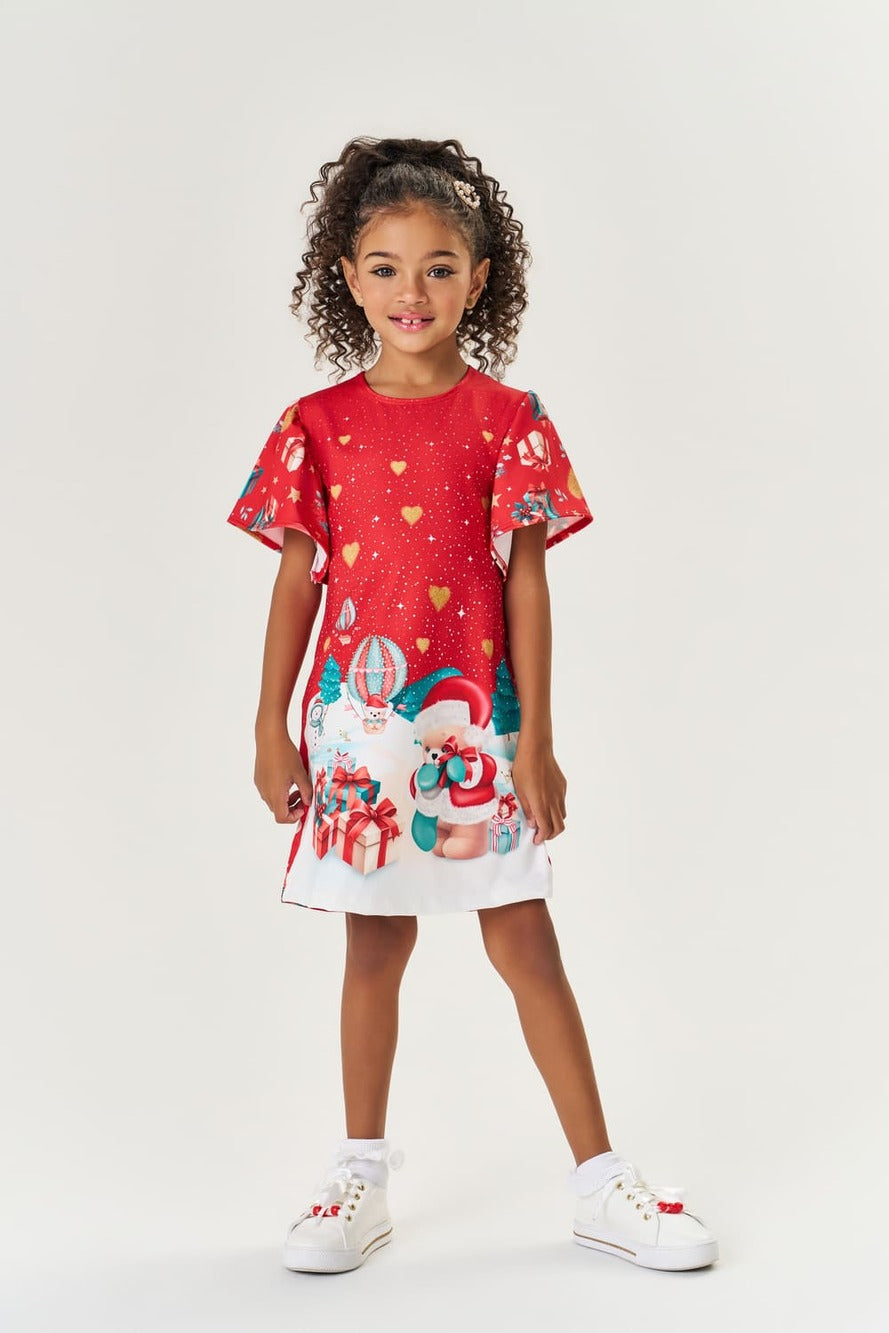 Vestido Infantil Cinti Verão Ursinho Natal