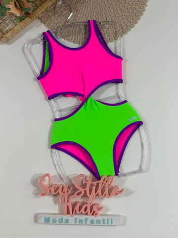 Maiô Infantil Siri Kids Dupla Face Colorido Carol Verde 43262