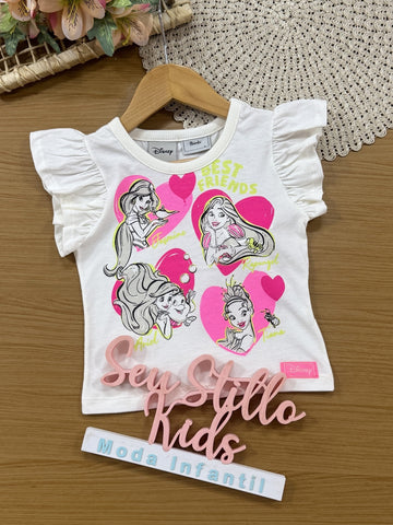 Blusa Infantil Bimbi Verão Branca Princesas Disney