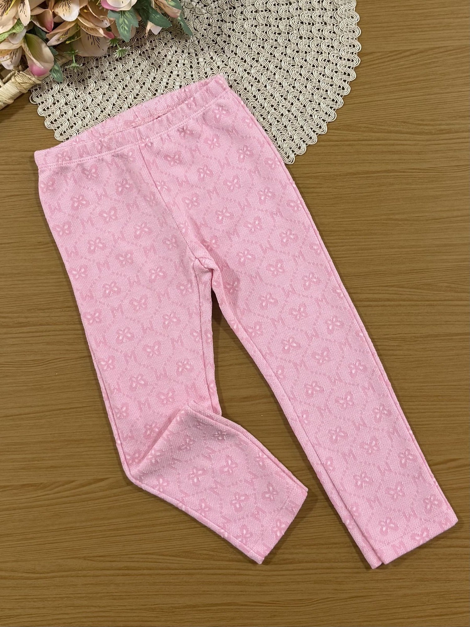 Conjunto Infantil Momi Inverno com Calça Rosa e Casaco Branco Borboleta com Strass