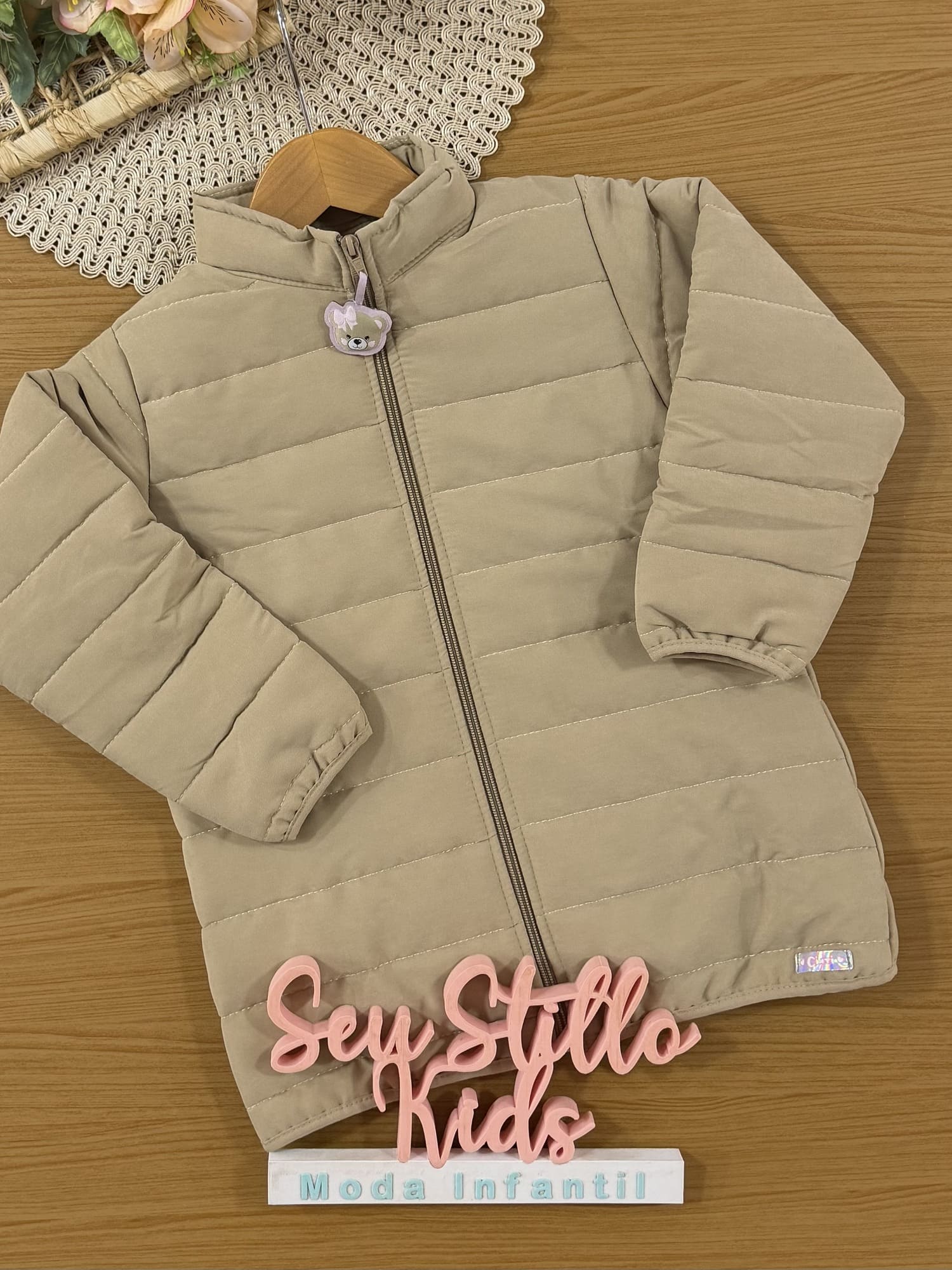 Jaqueta Infantil Cinti Inverno Puffer Bege
