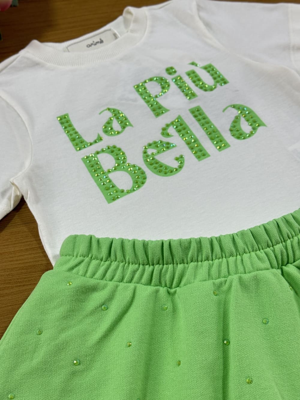 Conjunto Infantil Animê Verão Saia Verde e Blusa La Piu Bella