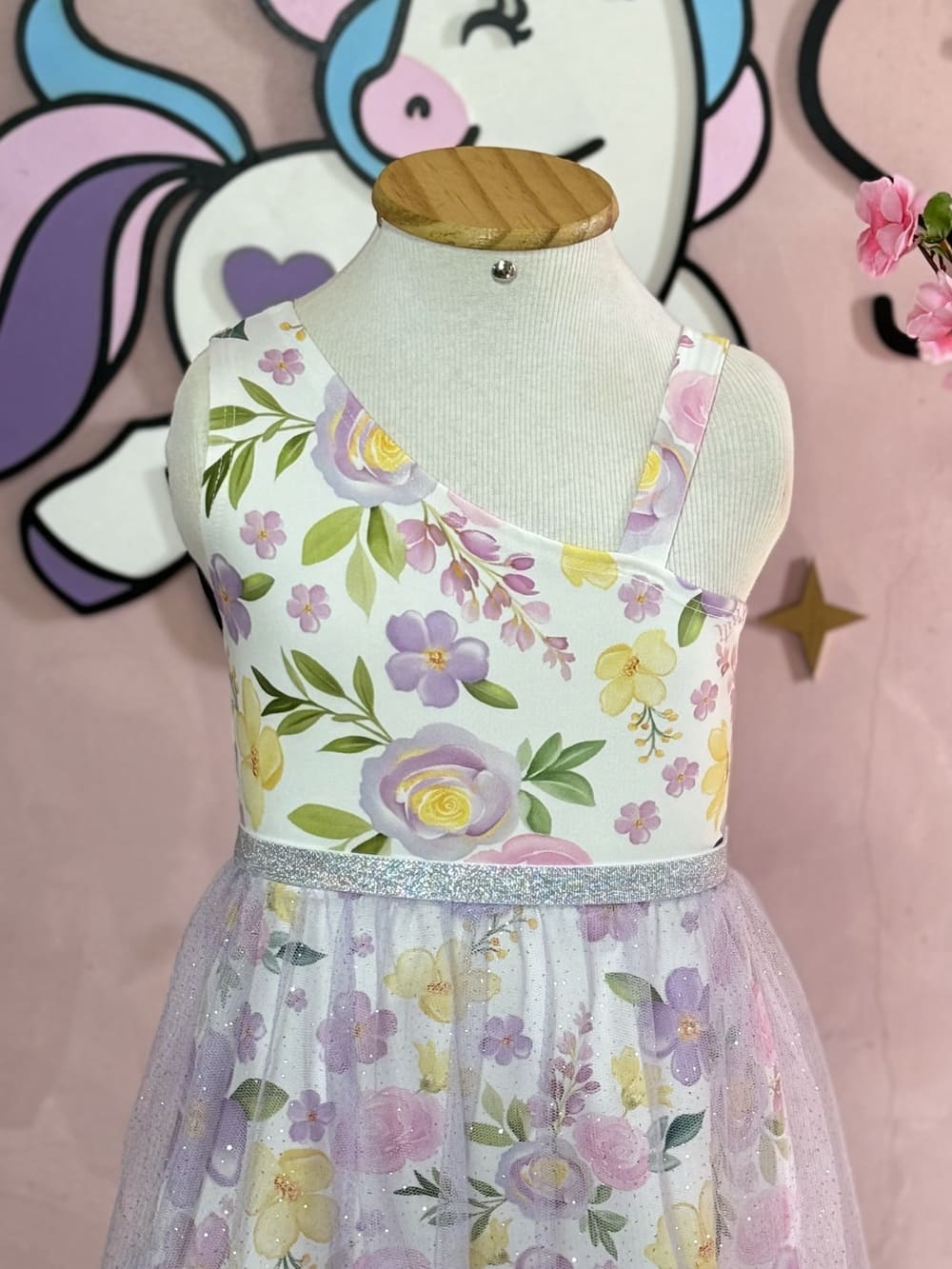 Vestido Infantil Cinti Verão Floral com Saia Tule Removível