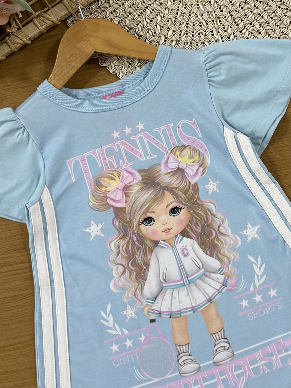 Vestido Infantil Cinti Verão Azul Tennis Sport House