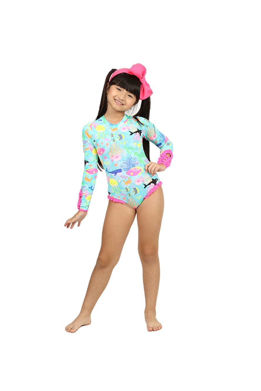 Maiô Infantil Siri Kids Manga Longa Aline Sea 39248