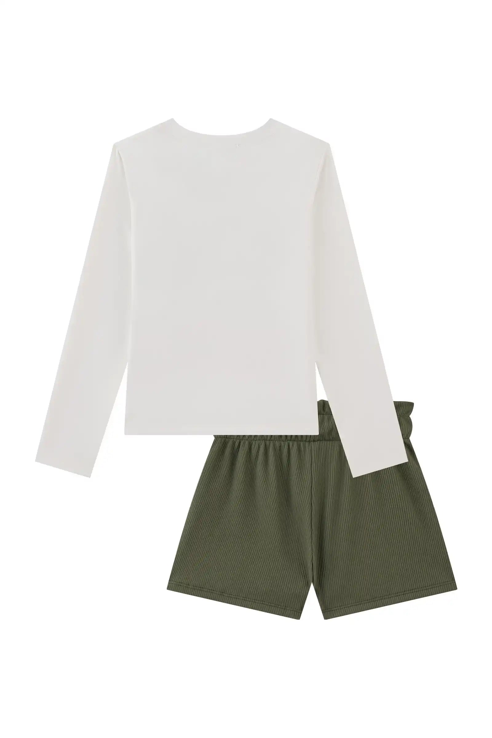 Conjunto Infantil Kukiê Inverno com Shorts Verde e Blusa Manga Longa Ursinhas na Chuva