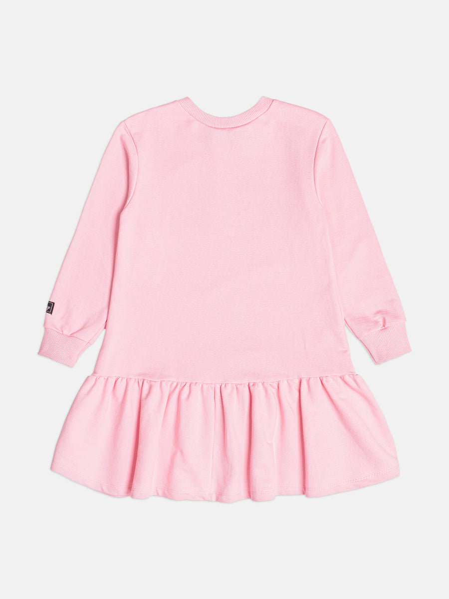 Vestido Infantil Bimbi Inverno Rosa Ursinho Pooh e Leitão Disney