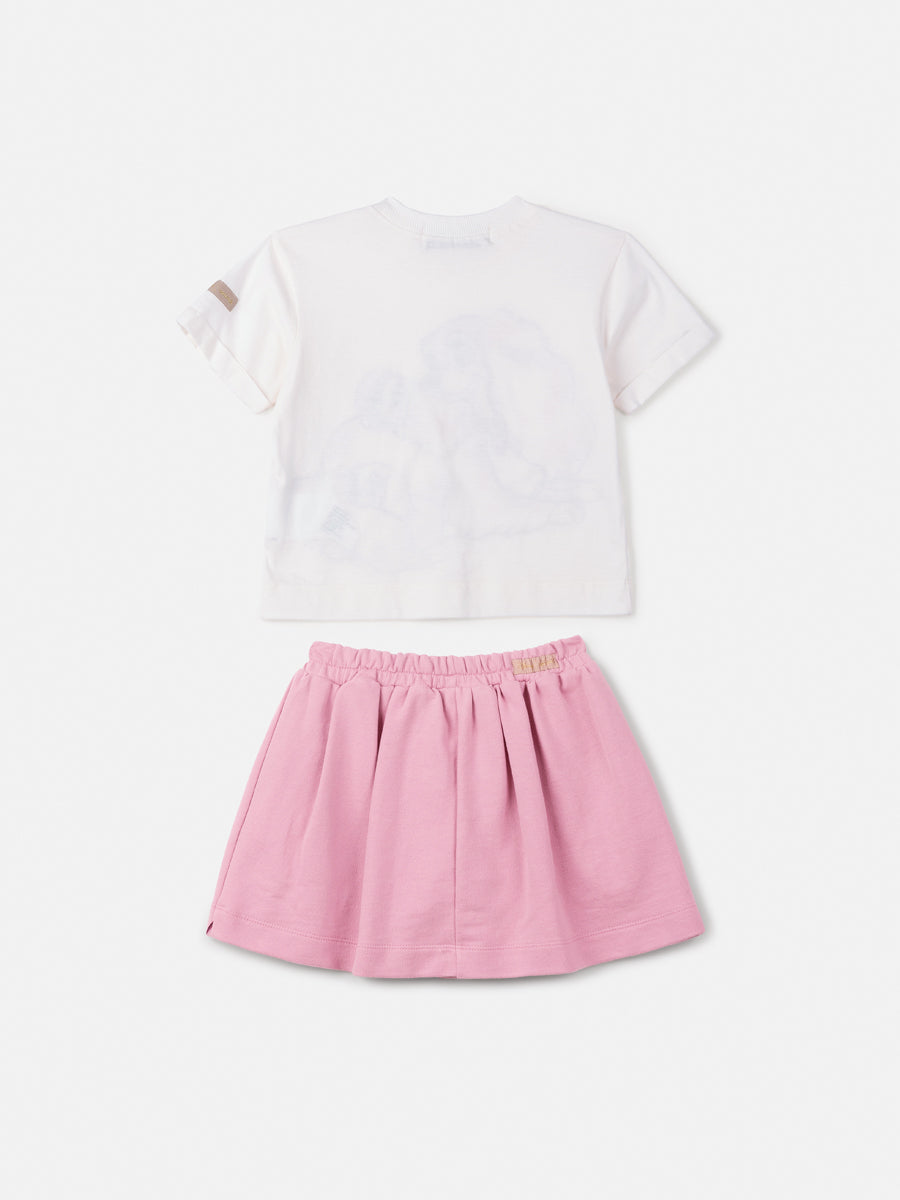 Conjunto Infantil Animê Inverno com Saia Rosa e Blusa A Dama e o Vagabundo Disney