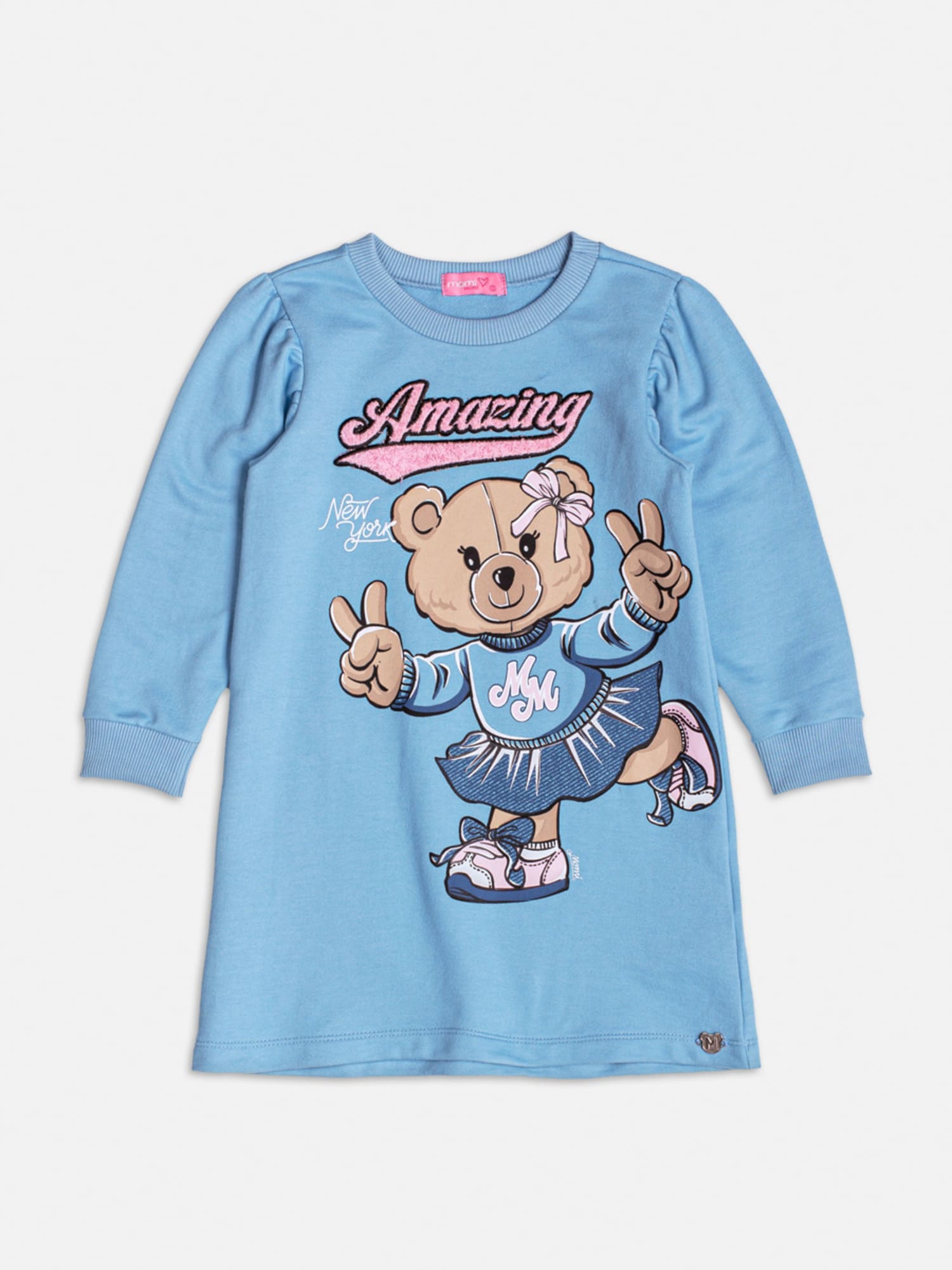 Vestido Infantil Momi Inverno Ursinha Com Patch