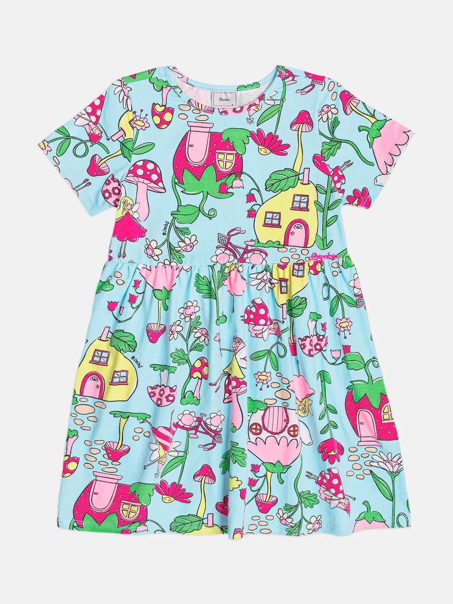 Vestido Infantil Bimbi Azul Jardim das Fadas