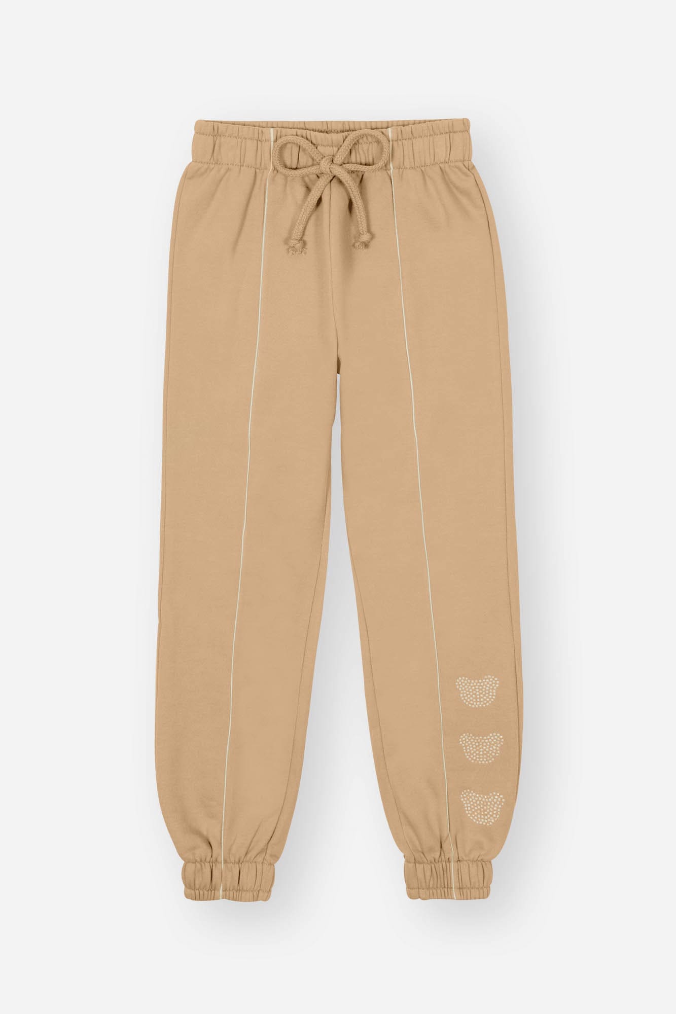 Conjunto Infantil Cinti Inverno com Calça e Jaqueta Bege Ursinho Coração