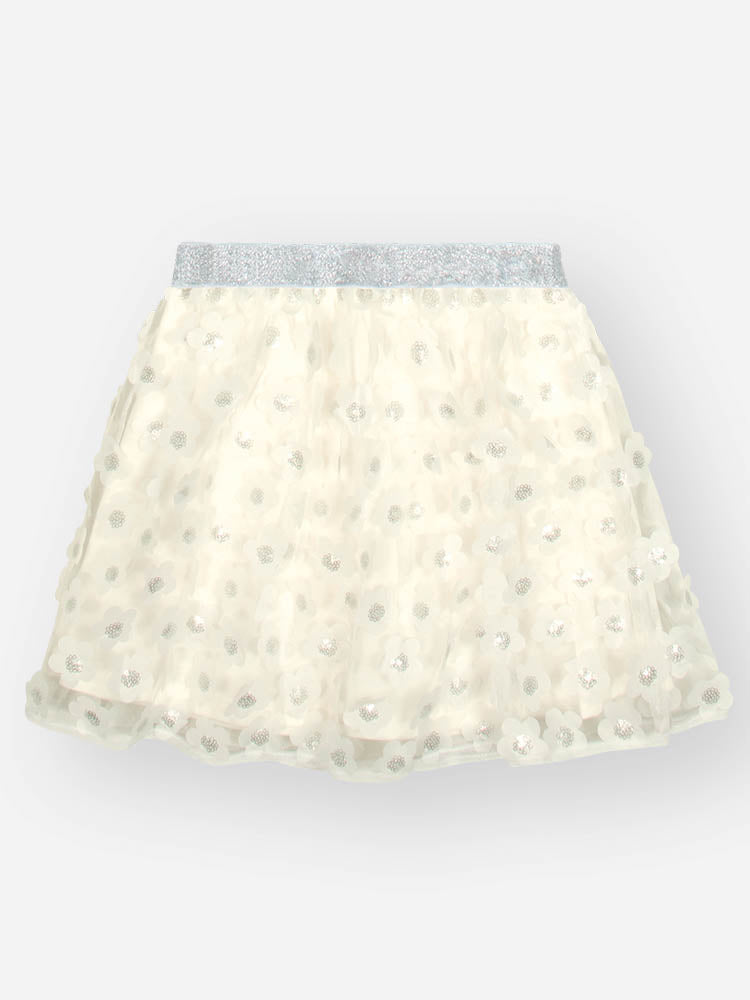 Conjunto Infantil Cinti Verão com Saia em Tule Florzinha e Blusa Branca