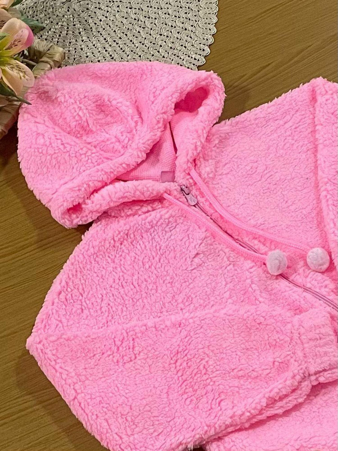 Jaqueta Infantil Cinti Inverno sem Flanela com Pelo Carneirinho Rosa