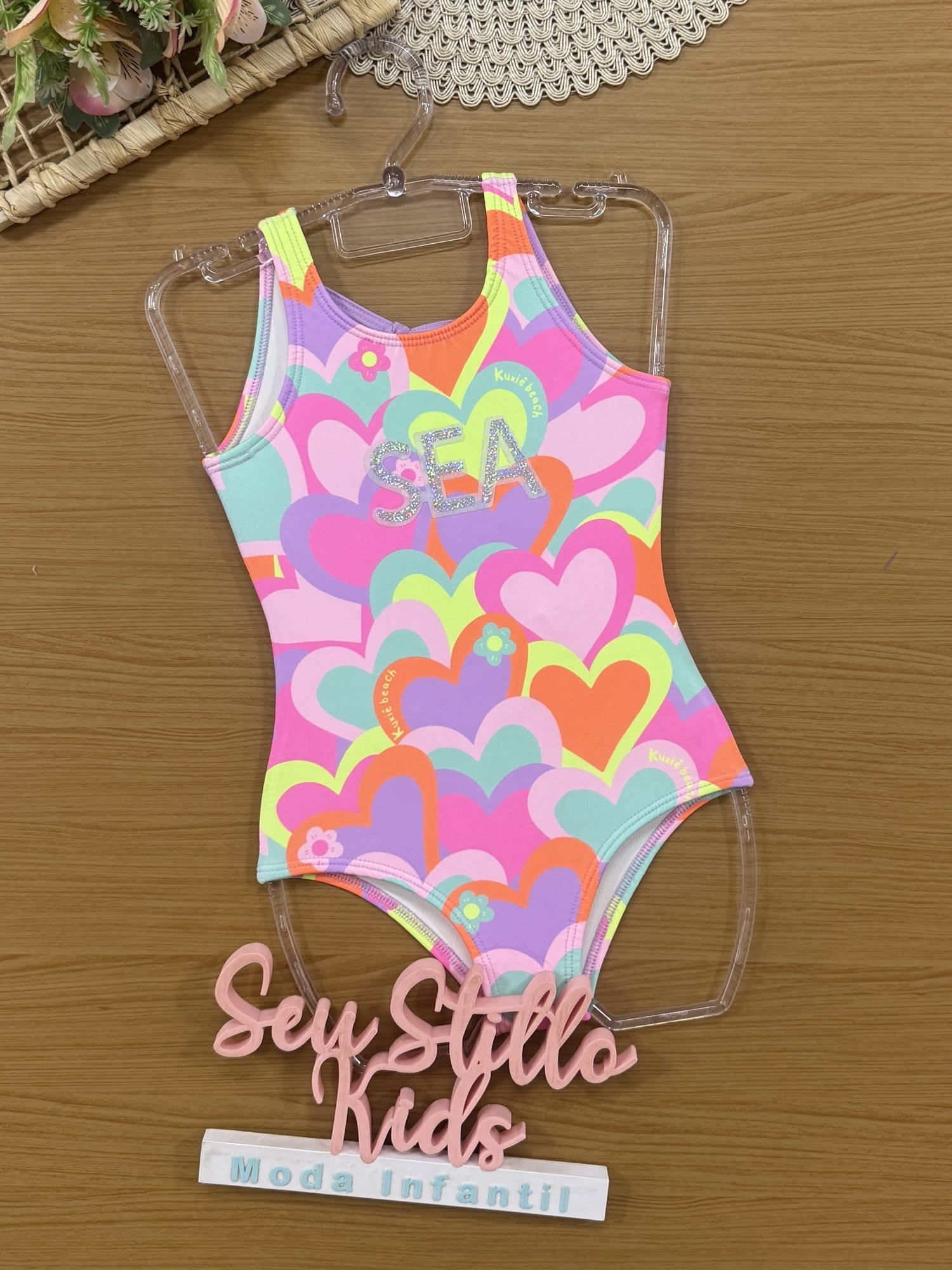 Maiô Infantil Kukiê Verão Colorido Corações Sea