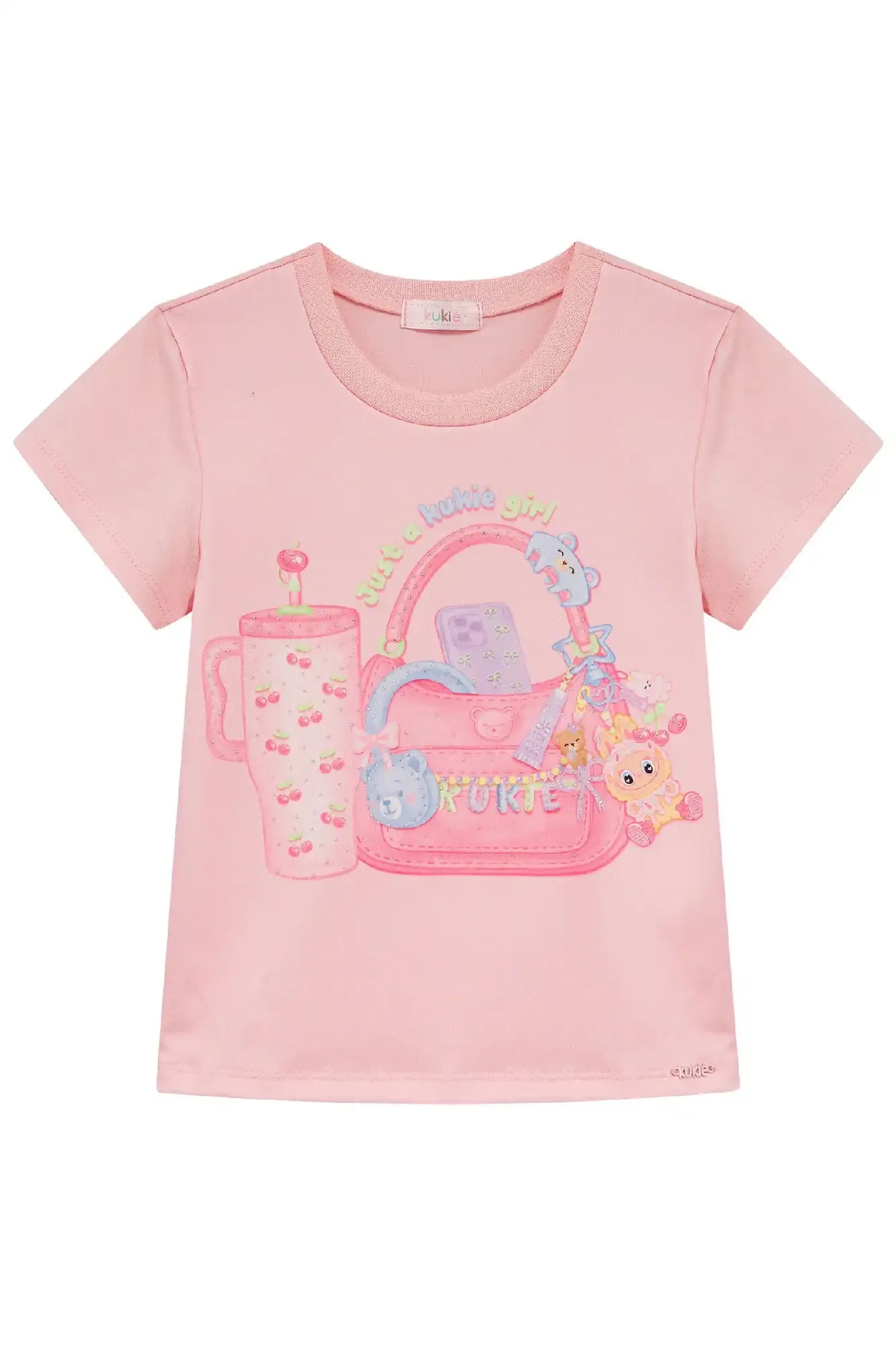 Blusa Infantil Menina Kukiê Rosa Acessórios Girl Strass