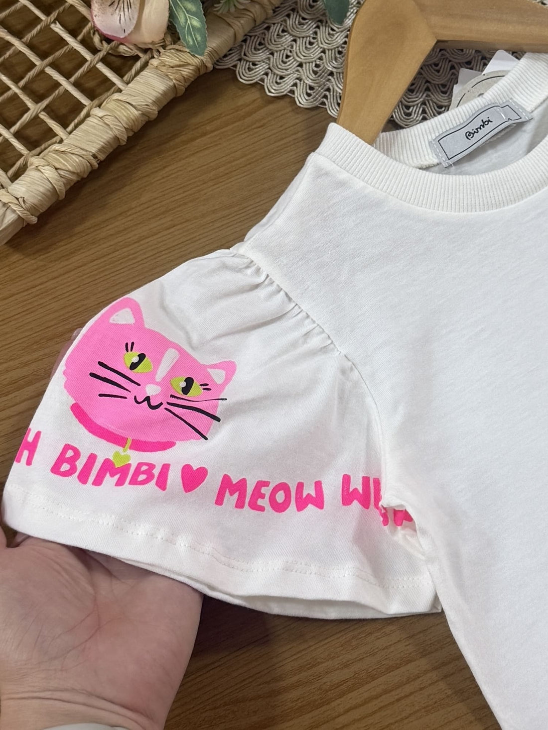 Blusa Infantil Bimbi Verão Branca Gatinha