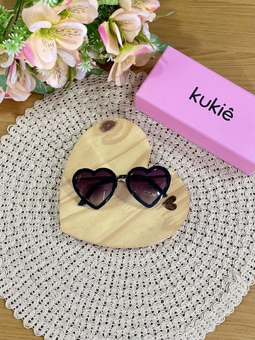 Óculos de Sol Infantil Kukie Verão Preto Coração
