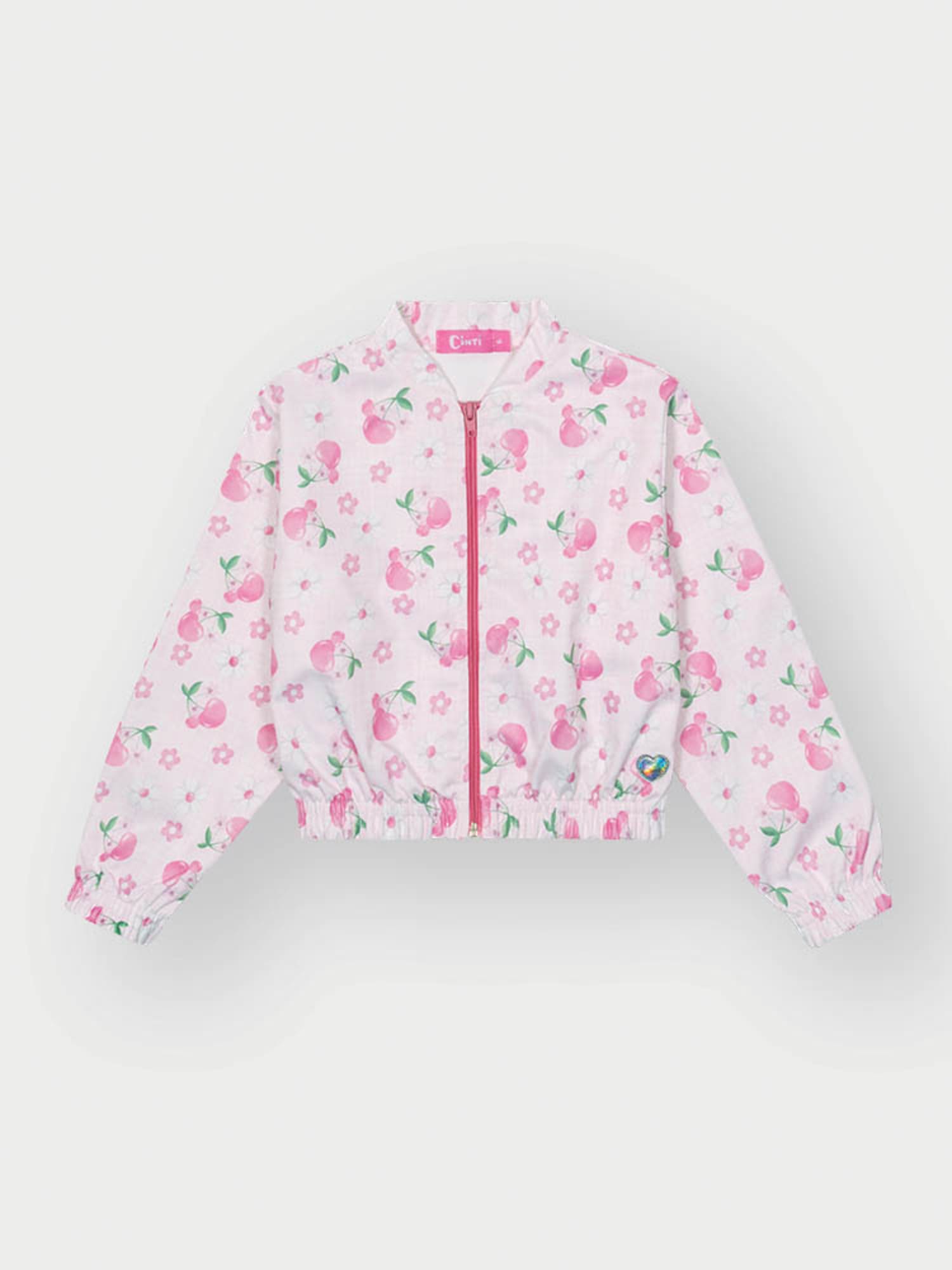 Jaqueta Infantil Cinti Verão Rosa Florzinha Cereja