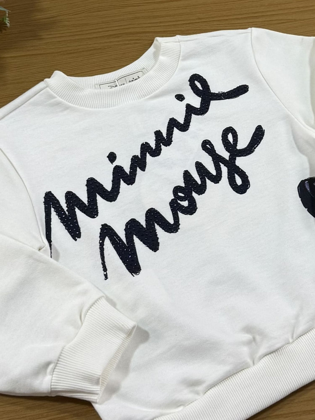 Casaco Infantil Animê Inverno Off White Minnie Mouse com Strass Disney