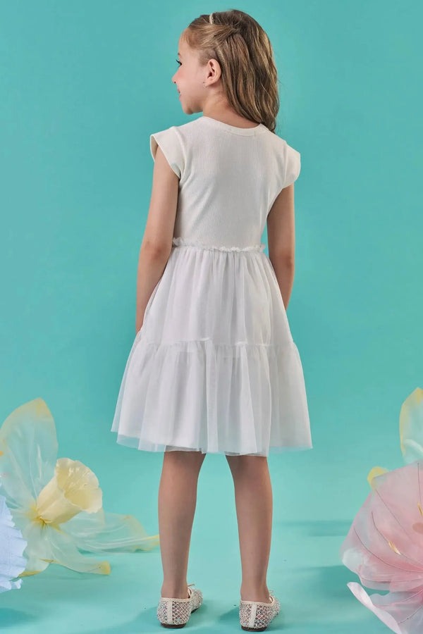 Vestido Infantil Kukiê Verão Off White em Tule