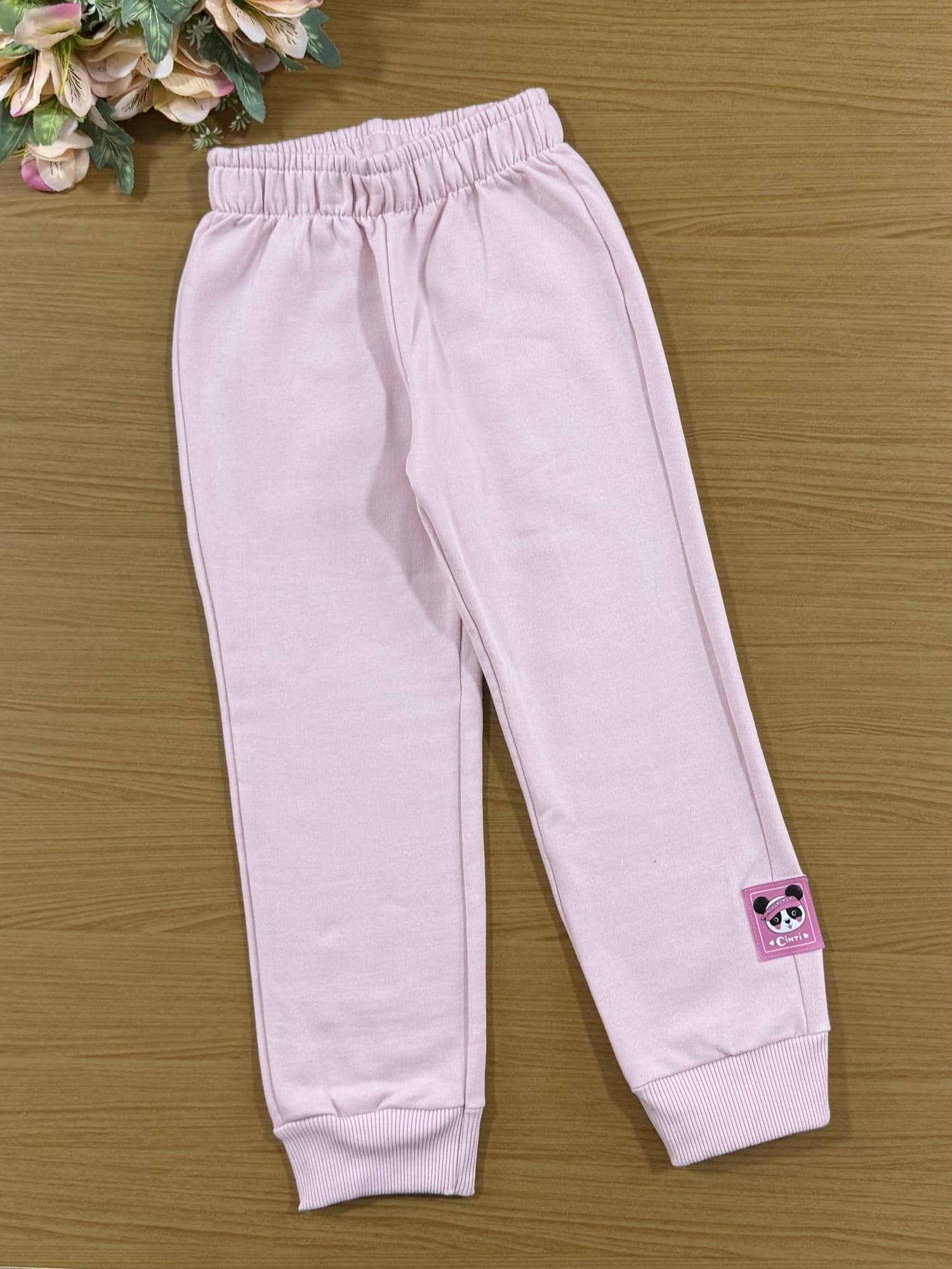 Conjunto Infantil Cinti Inverno Calça e Moletom Flanelado Rosa Panda