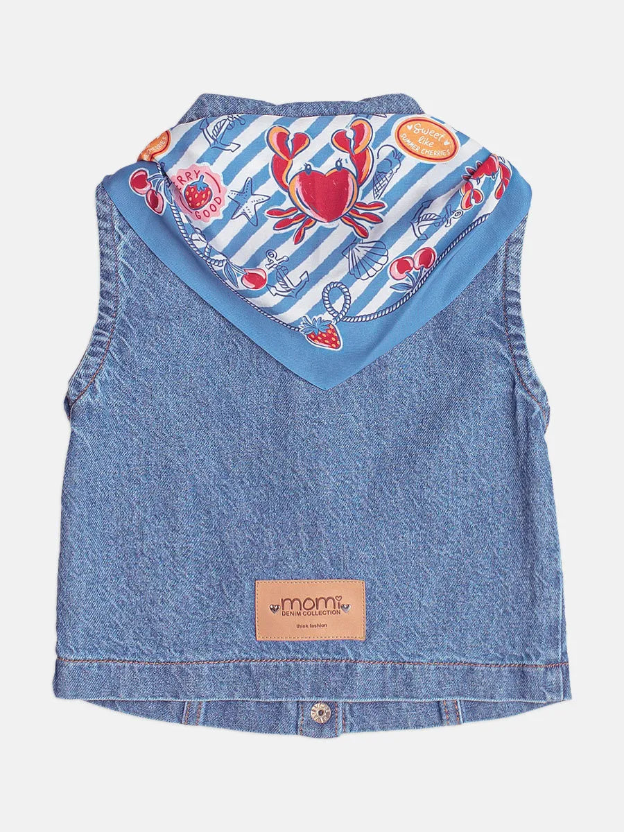 Colete Infantil Menina Momi Jeans com Lenço
