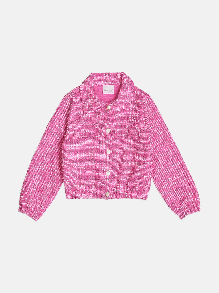 Jaqueta Infantil Momi Inverno Tweed Rosa