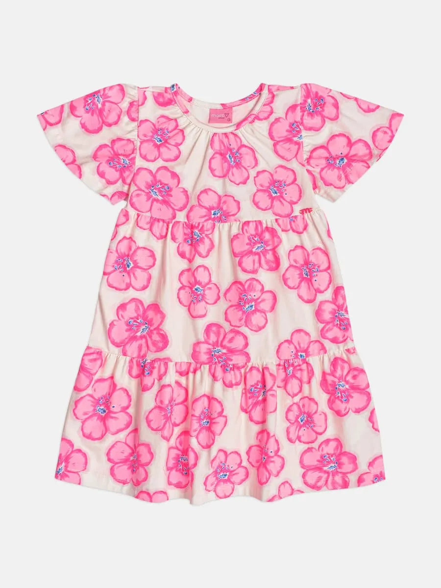 Vestido Infantil Momi Branco Floral Rosa