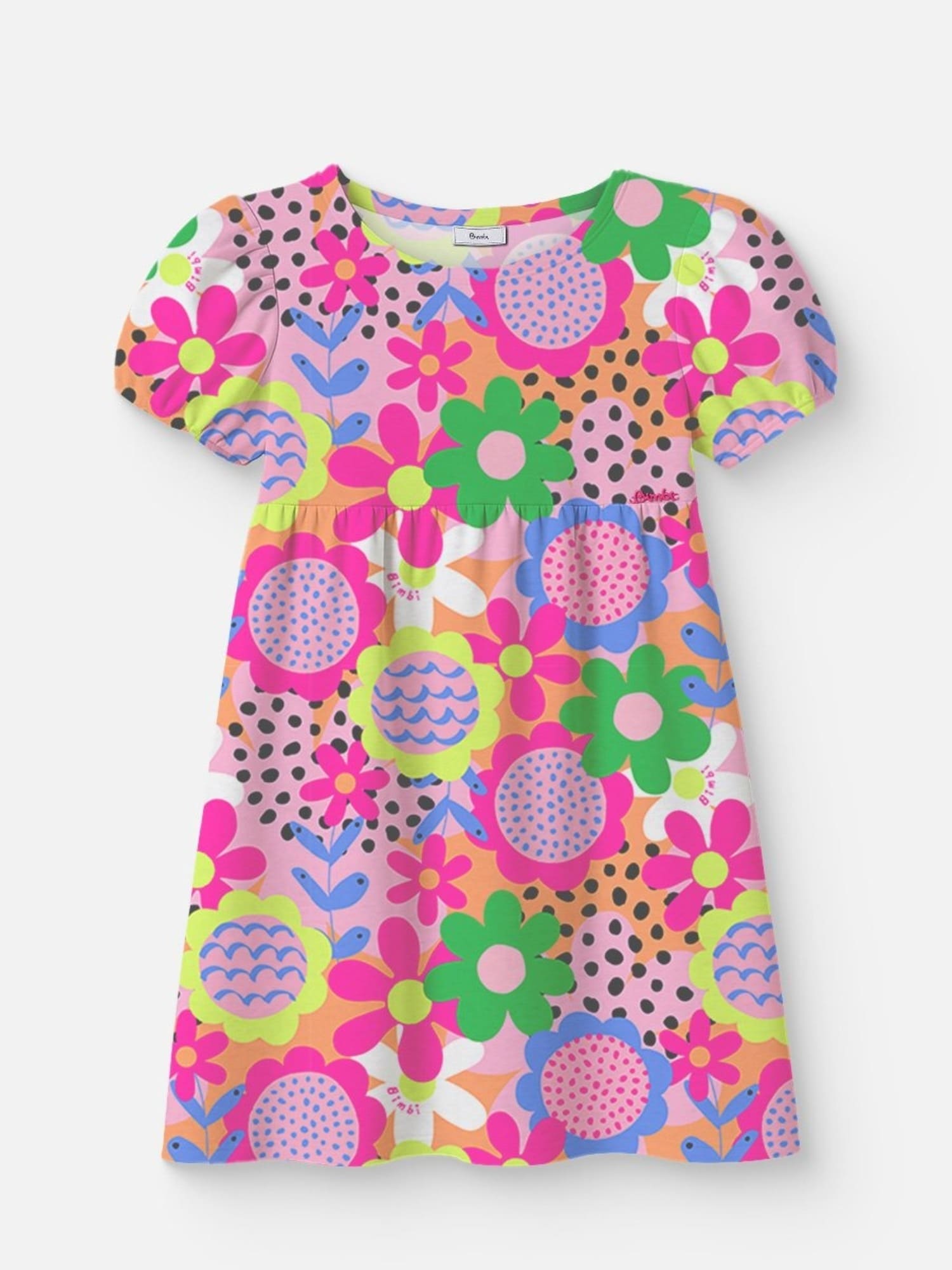 Vestido Infantil Bimbi Verão Rosa Floral