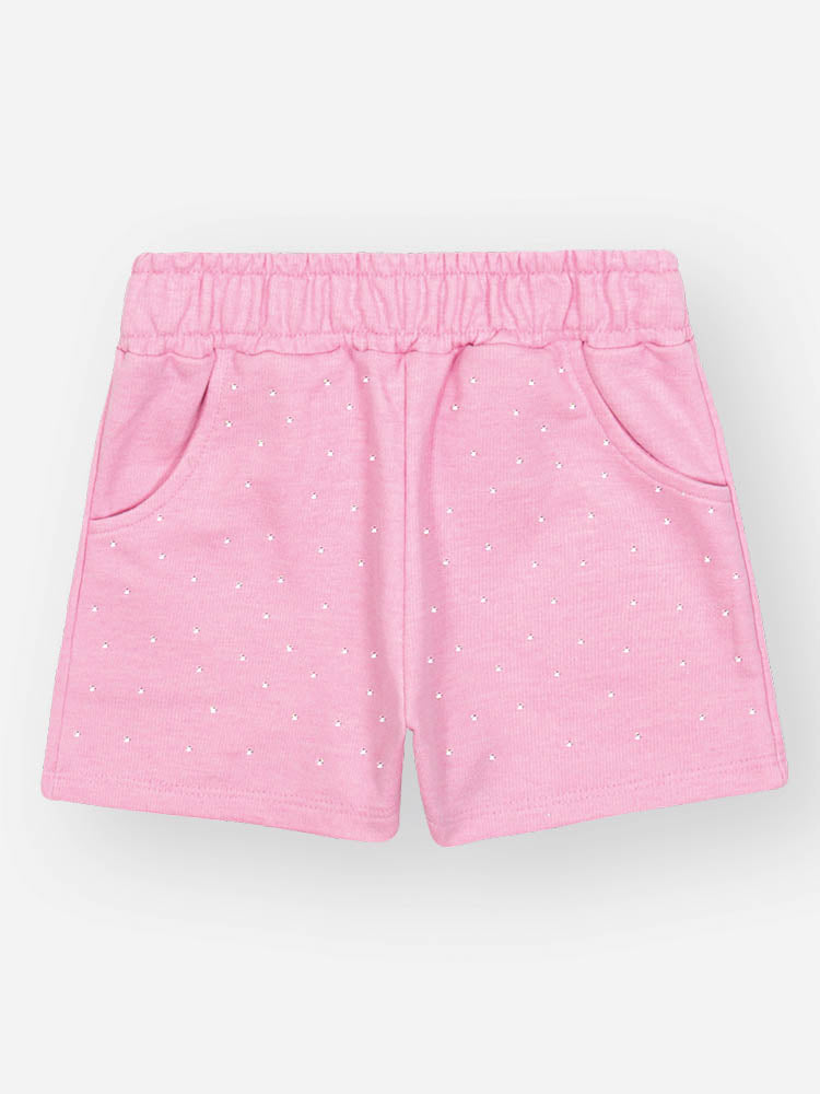 Conjunto Infantil Cinti Verão, Shorts Rosa e Blusa Branca Frutinhas com Pulseira