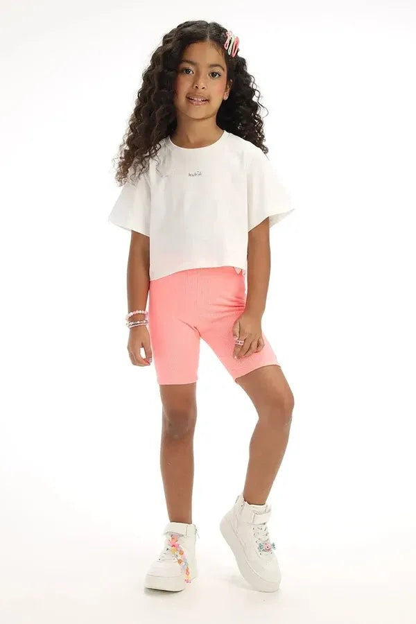 Shorts Ciclista Infantil Menina Kukiê Rosa Neon