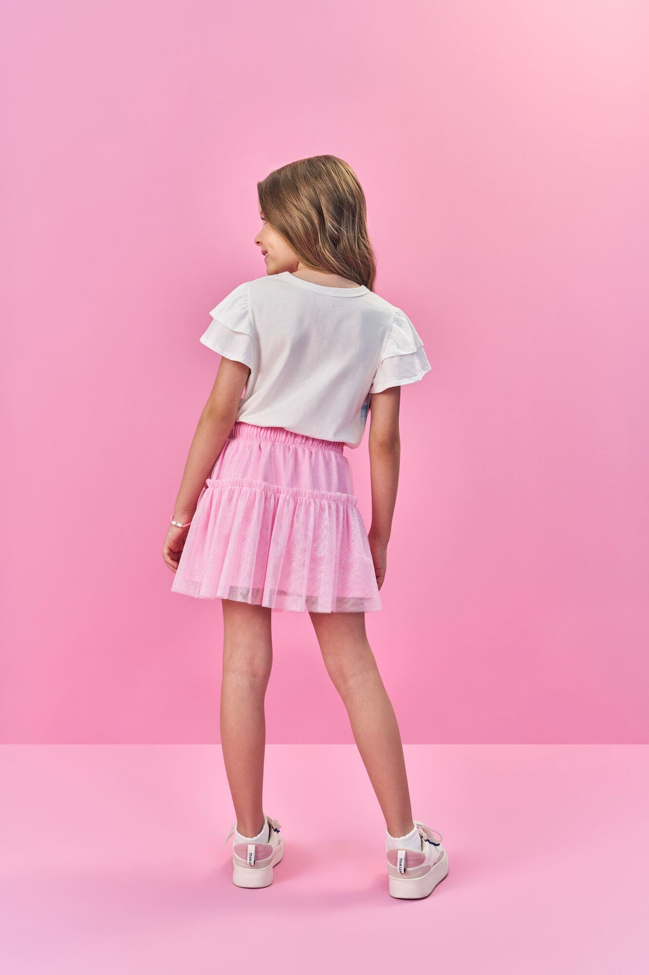 Blusa Infantil Cinti Verão Rosa Unicórnio na Praia com Strass
