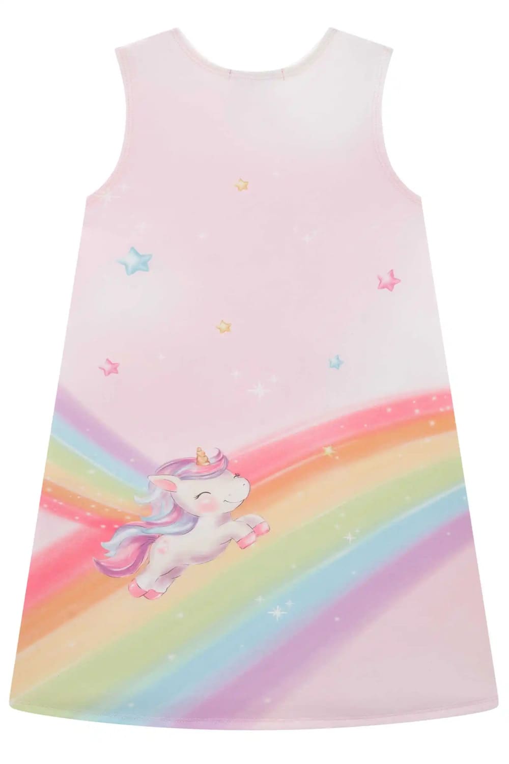 Vestido Infantil Kukie Verão Rosa Arco-íris