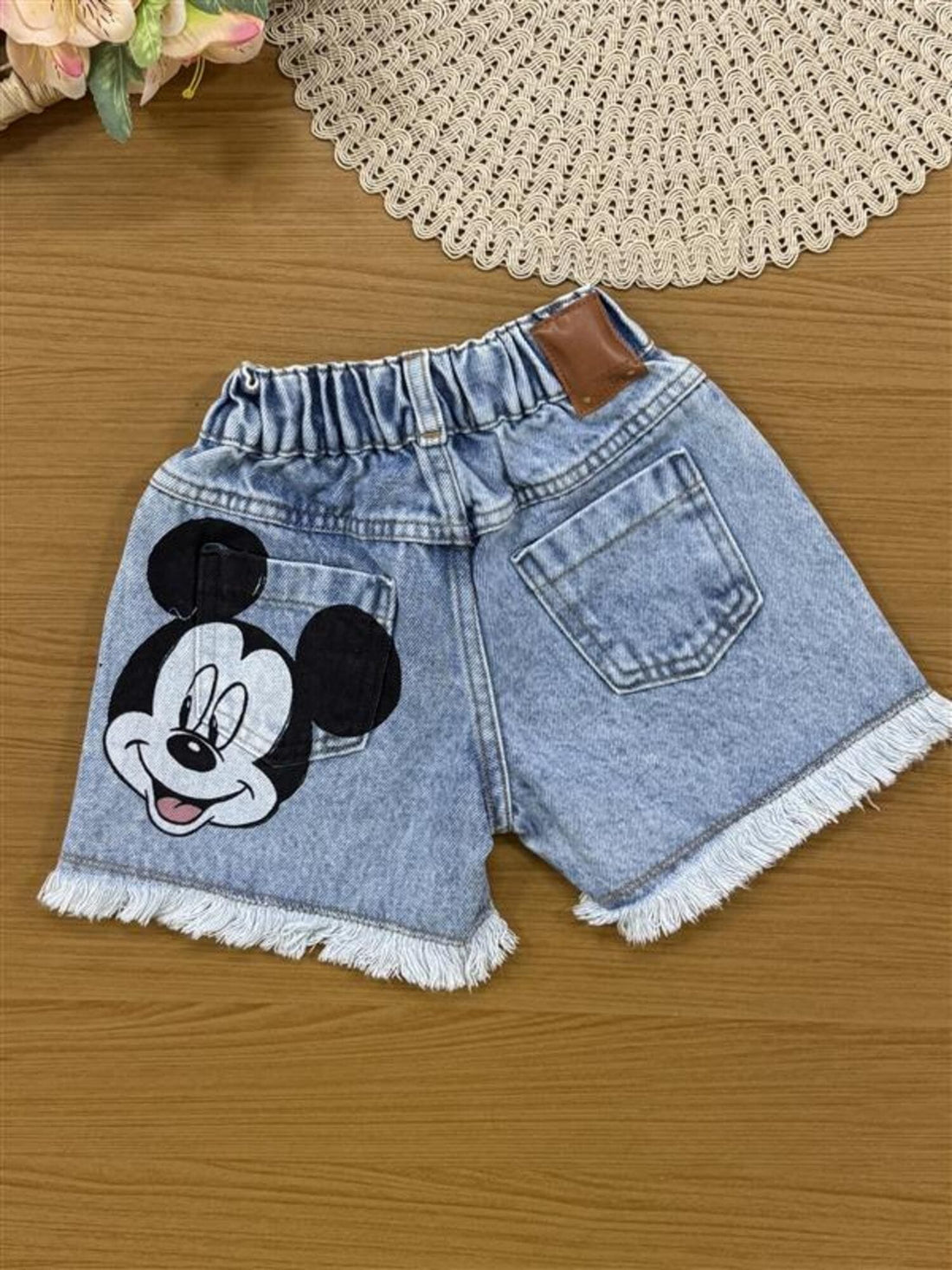 Shorts Infantil Animê Verão Jeans Minnie Disney
