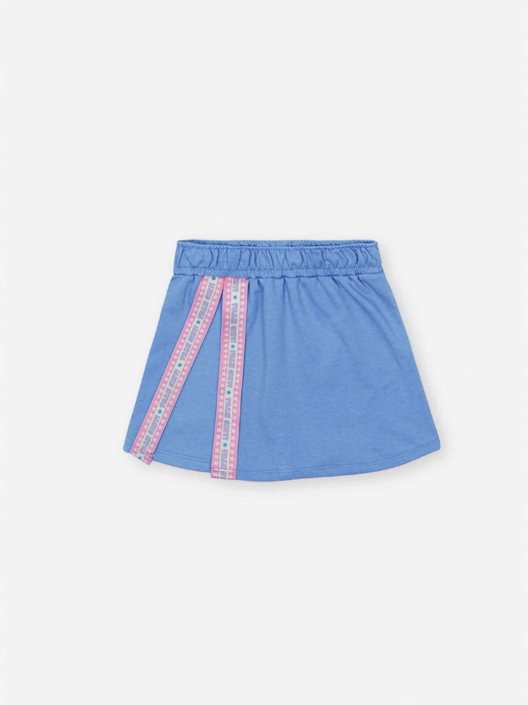 Conjunto Infantil Cinti Verão com Shorts Saia Azul e Blusa Lider de Torcida Best Friends