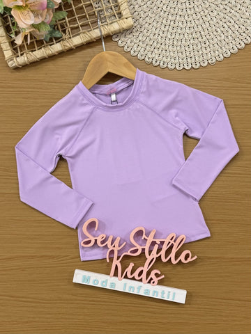 Blusa Infantil Manga Longa com Proteção Solar Kukiê Verão Lilás Neon
