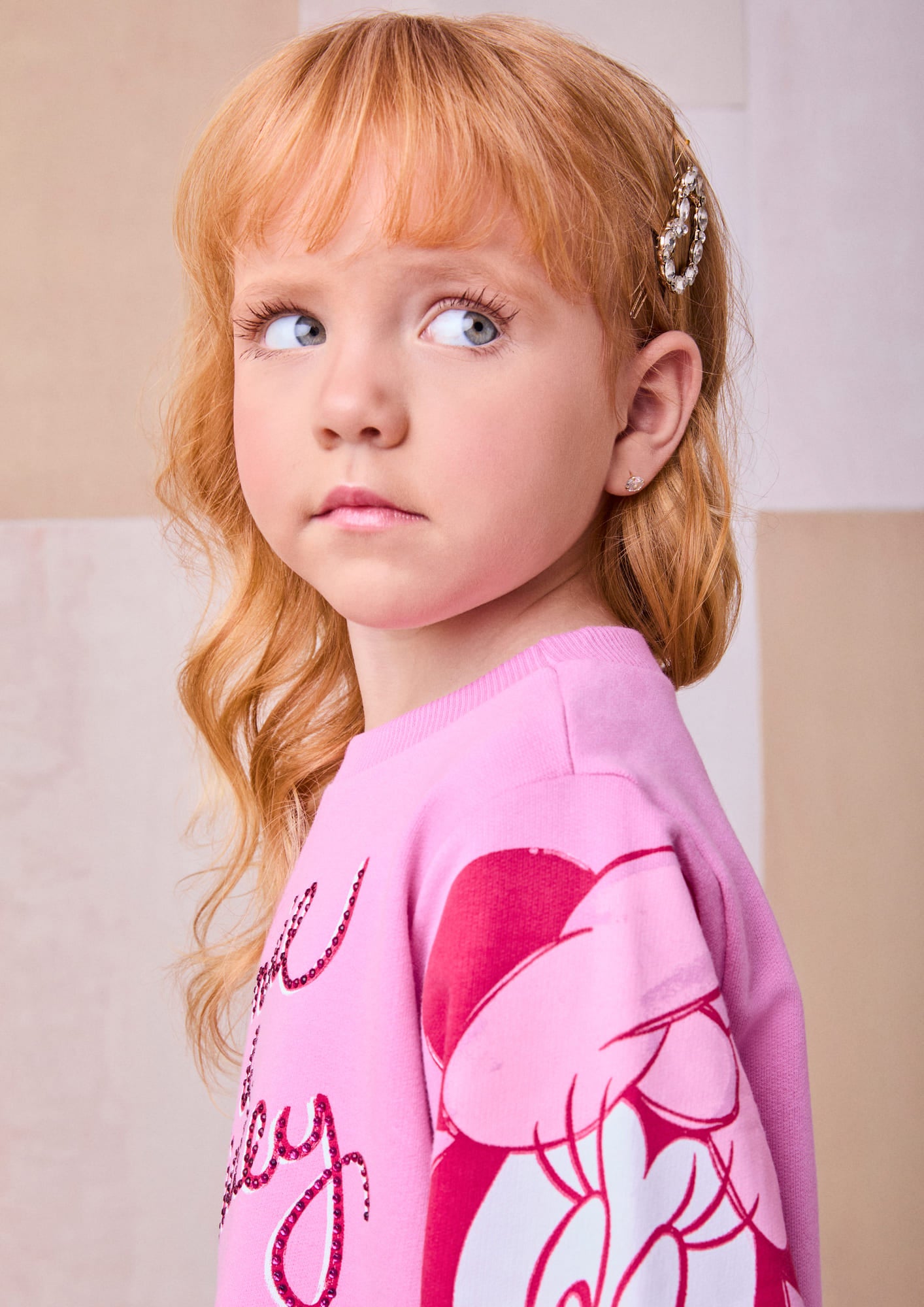 Vestido Infantil Animê Inverno Rosa Minnie e Mickey Disney