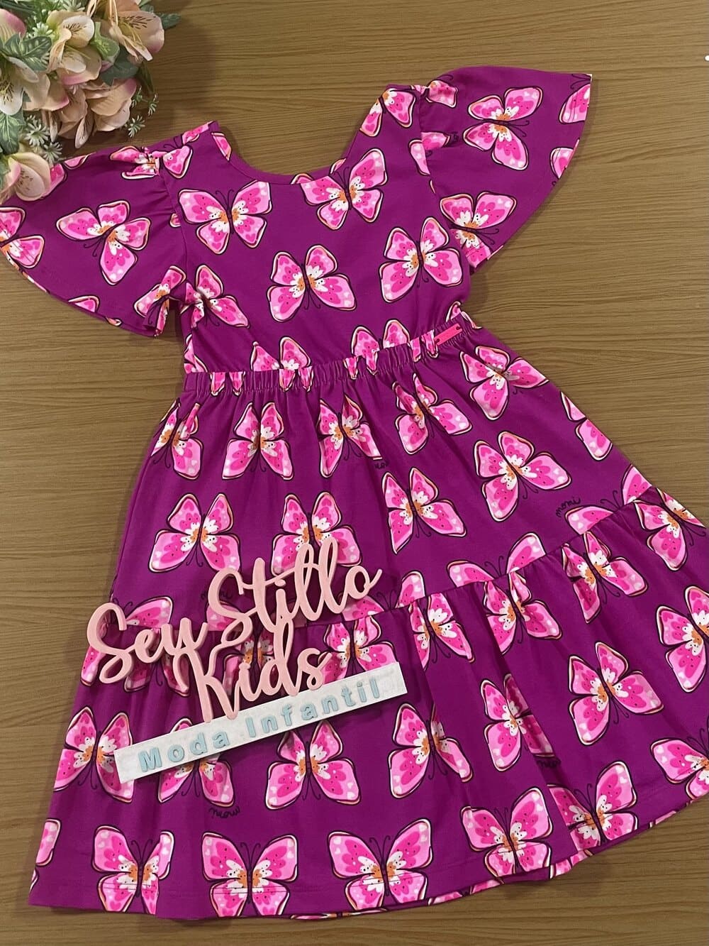 Vestido Infantil Momi Verão Pink Borboleta