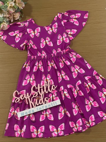 Vestido Infantil Momi Verão Pink Borboleta
