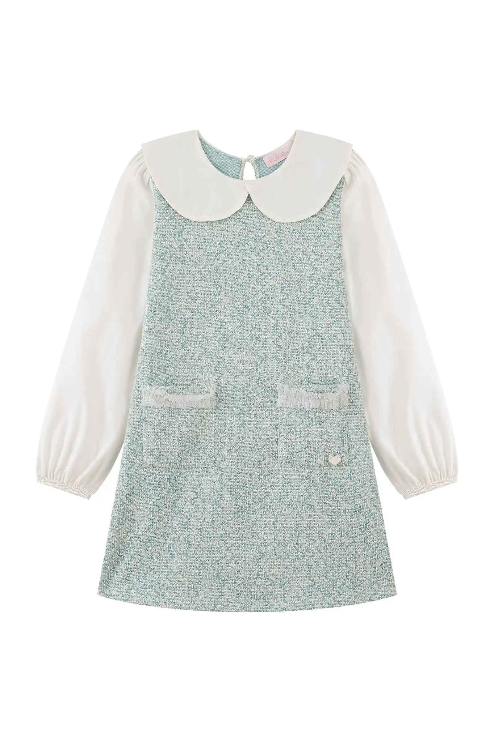 Vestido Infantil Kukiê Inverno Azul com Bolsinhos