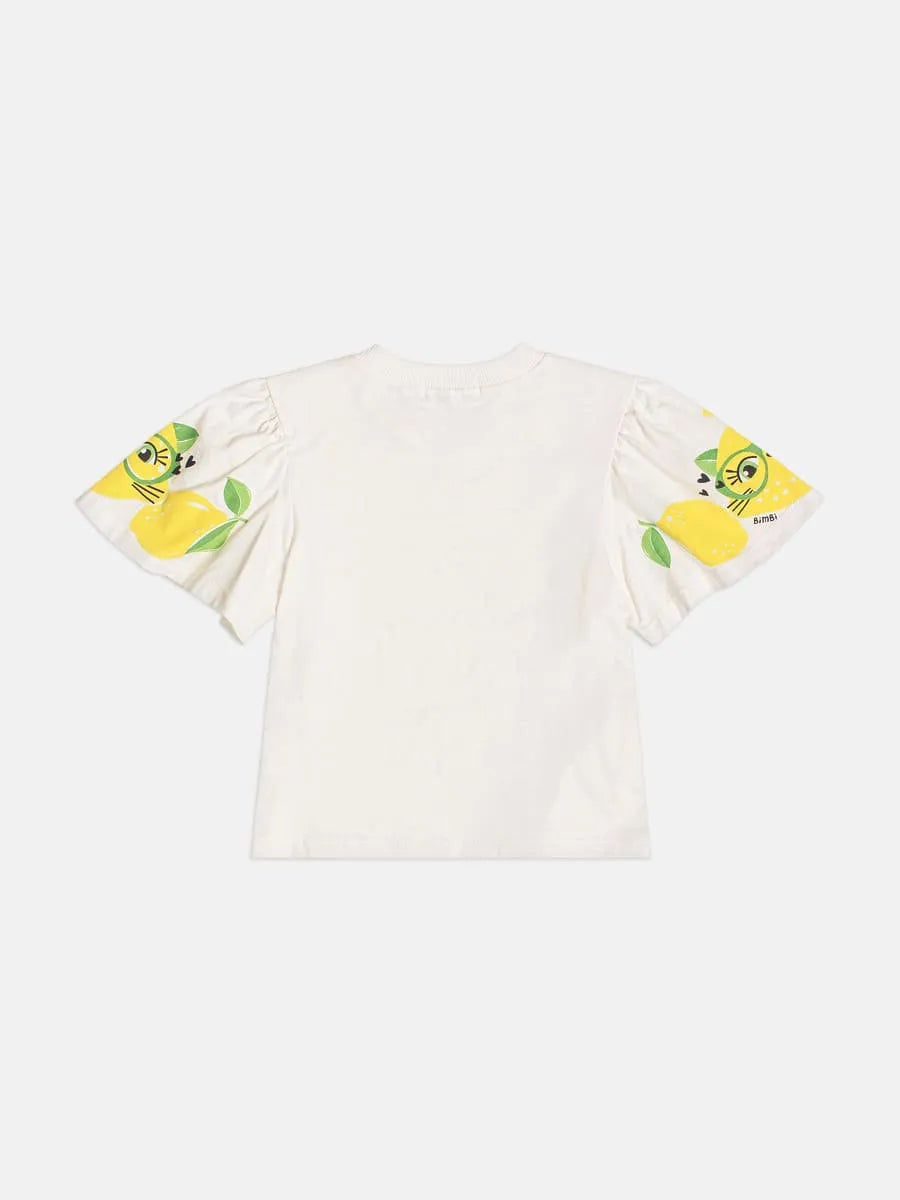 Blusa Infantil Menina Bimbi Branca Gatinho Limão