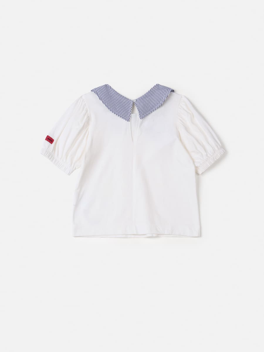 Blusa Infantil Animê Manga Curta Maçã Branca de Neve Disney
