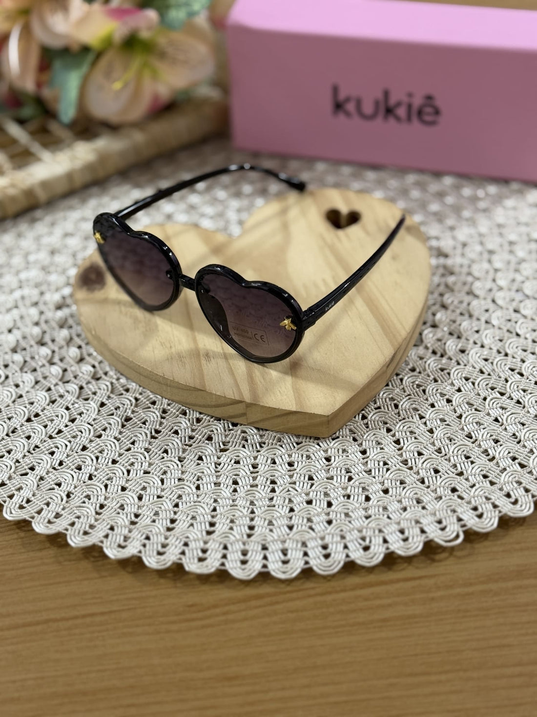 Óculos de Sol Infantil Kukiê Verão Preto Coração