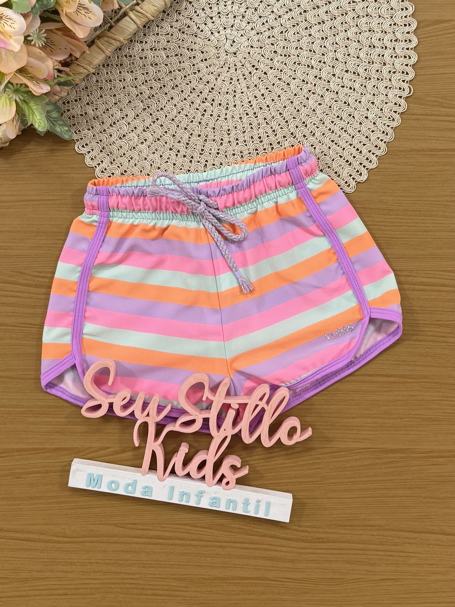 Shorts Infantil Kukiê Verão Nylon Listrado