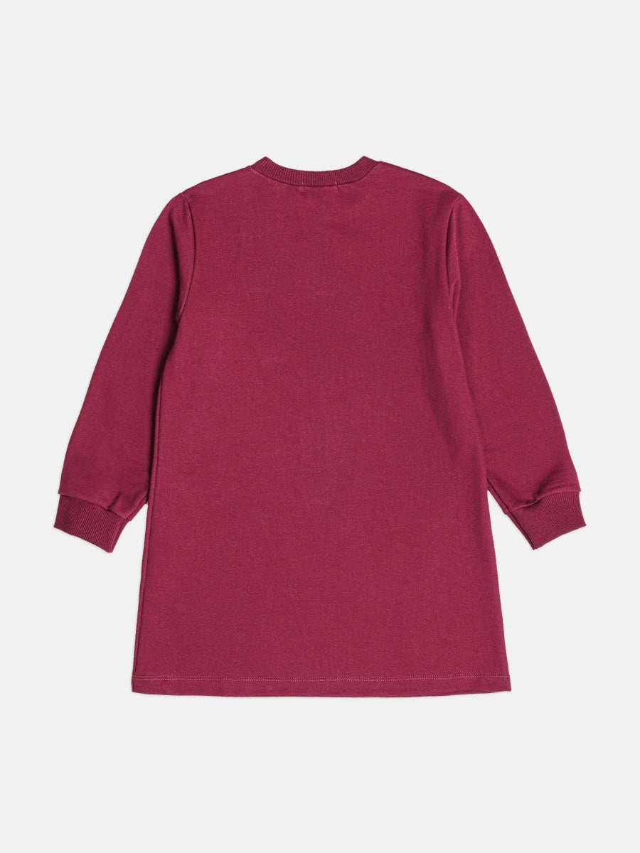 Vestido Infantil Momi Inverno Manga Longa Vinho Ursinha Love