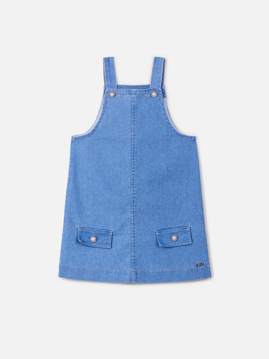 Salopete Infantil Animê Jeans com Brilho
