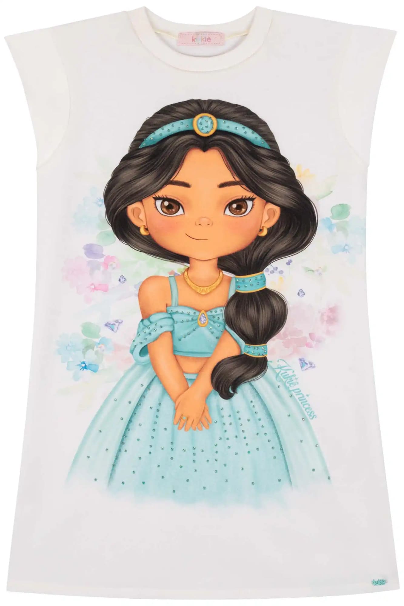 Vestido Infantil Kukiê Verão Branco Princesa Jasmine