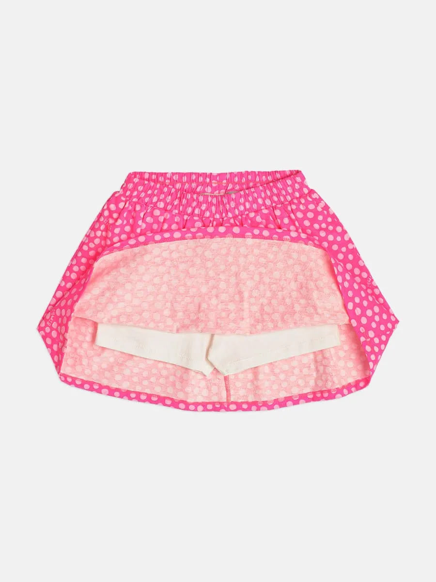Conjunto Infantil Menina Bimbi com Saia Rosa e Blusa Branca Cestinha